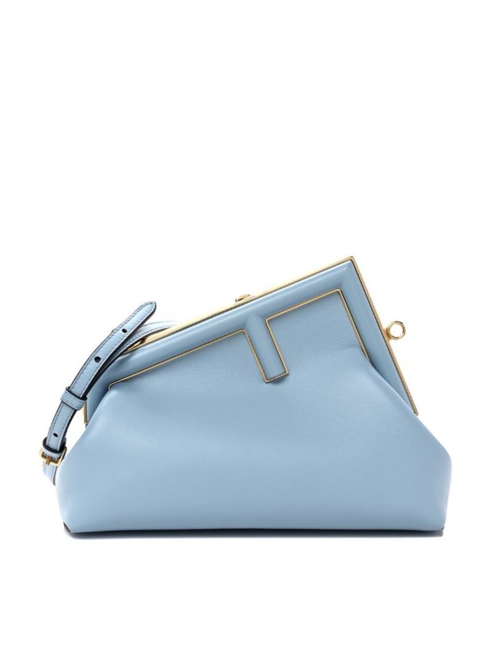 Fendi First Clutch Size Small Light Blue Leather With Strap
